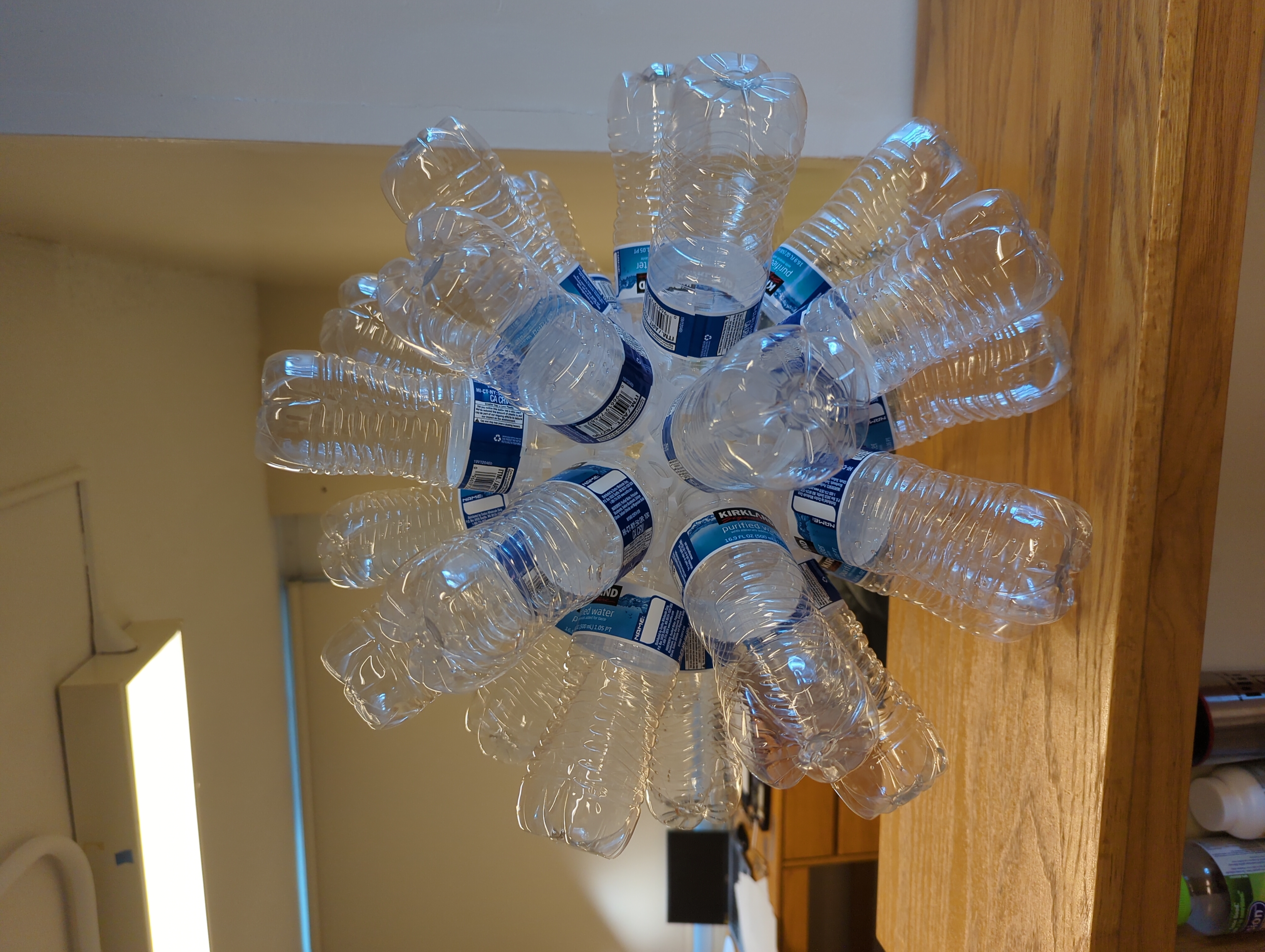 Pentakis dodecahedron made out of water bottles